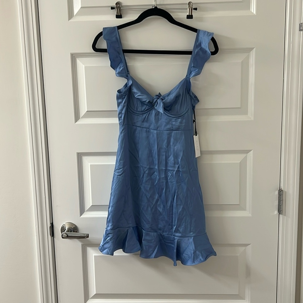 ASTR Blue Silky Mini Dress XS